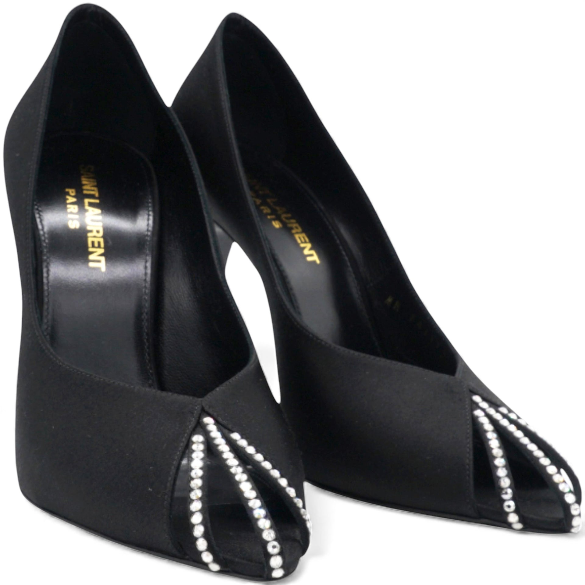 Saint Laurent Satin Crystal Martinique 110 Pump Black Size37  