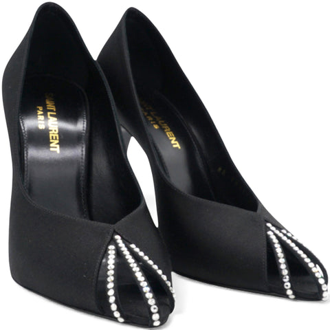Saint Laurent Satin Crystal Martinique 110 Pump Black Size37  