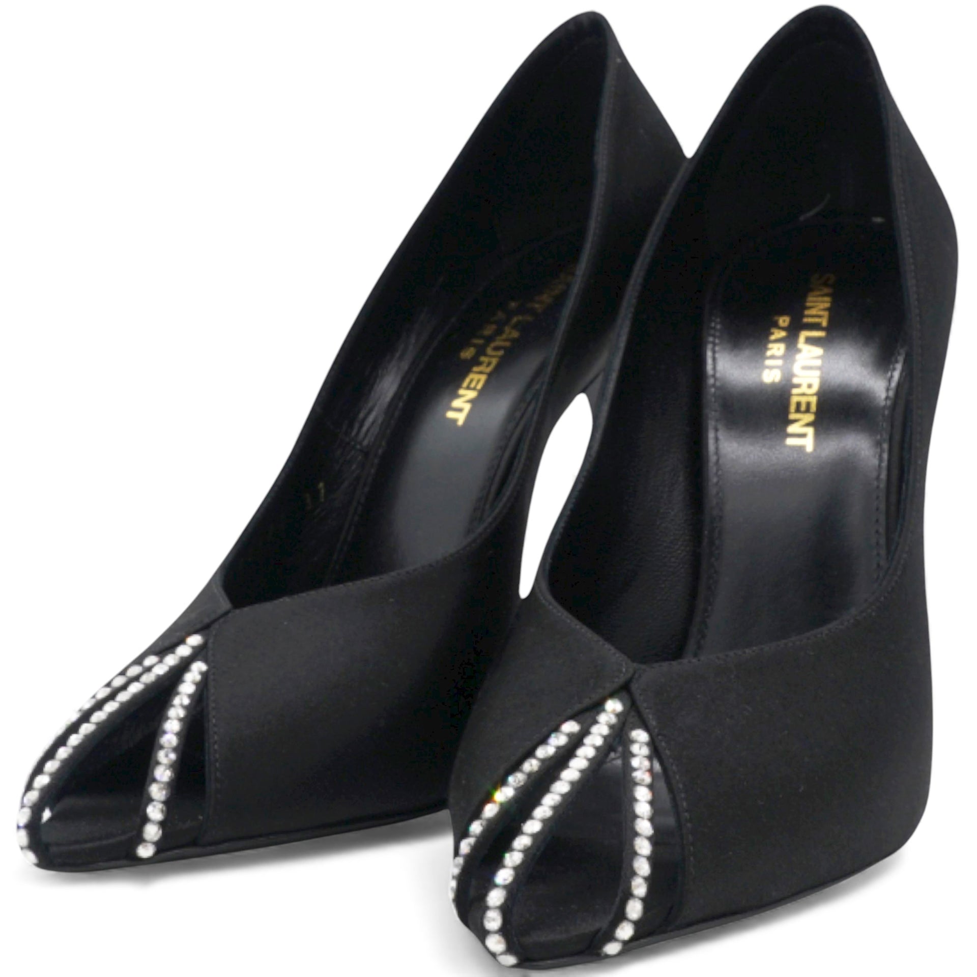 Saint Laurent Satin Crystal Martinique 110 Pump Black Size37  