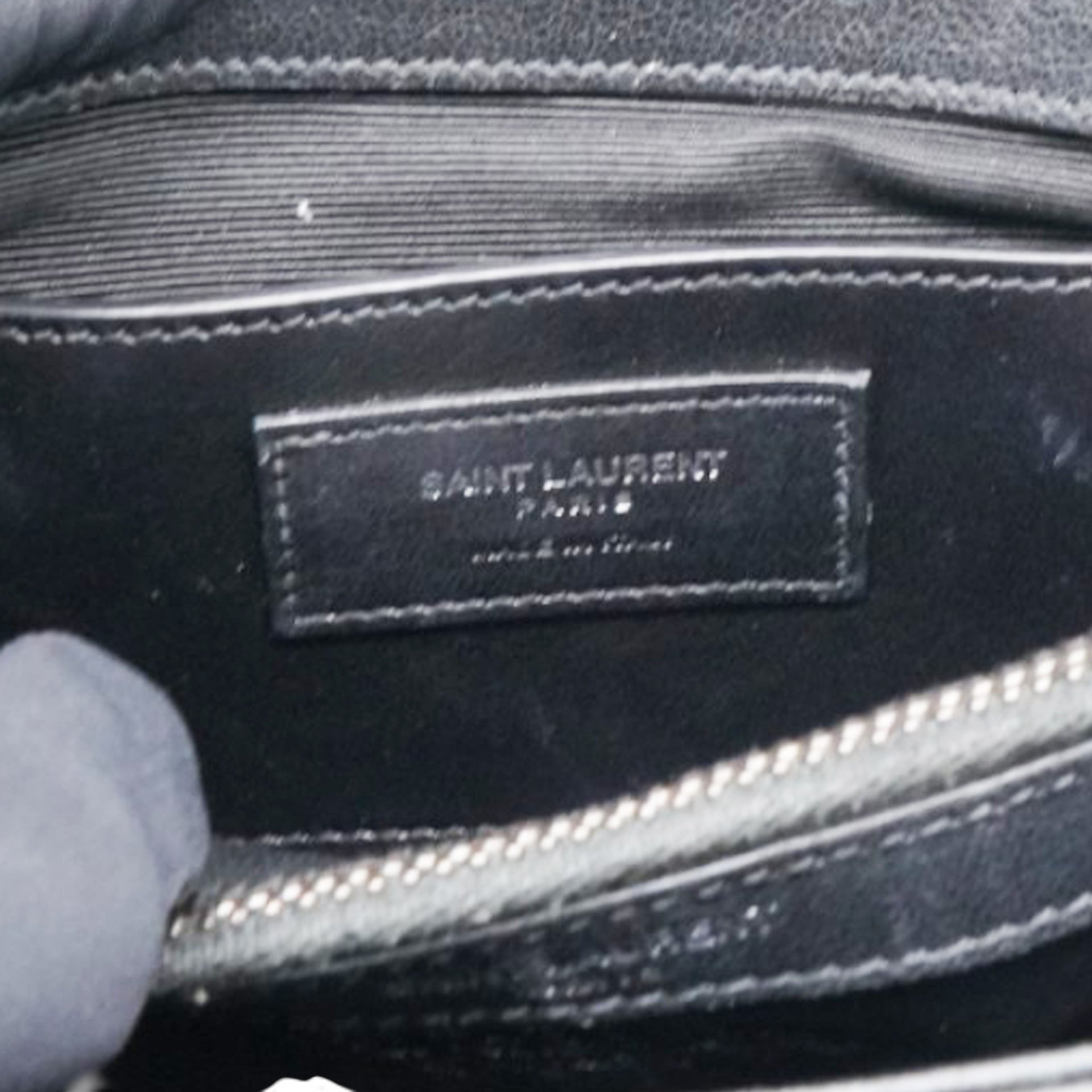 Saint Laurent Sheepskin Matelasse Chevron Monogram College Bag Black 