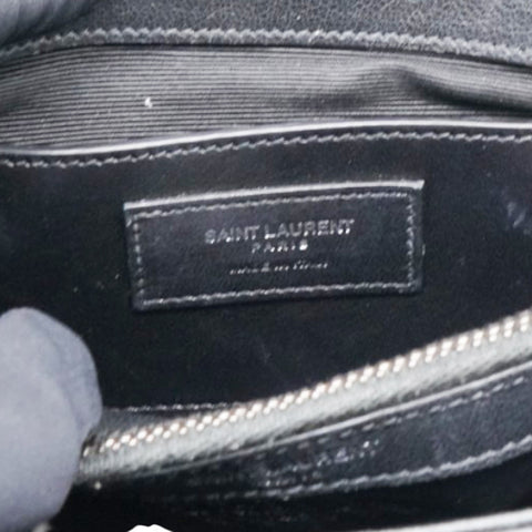 Saint Laurent Sheepskin Matelasse Chevron Monogram College Bag Black 