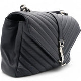 Saint Laurent Sheepskin Matelasse Chevron Monogram College Bag Black 