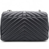 Saint Laurent Sheepskin Matelasse Chevron Monogram College Bag Black 