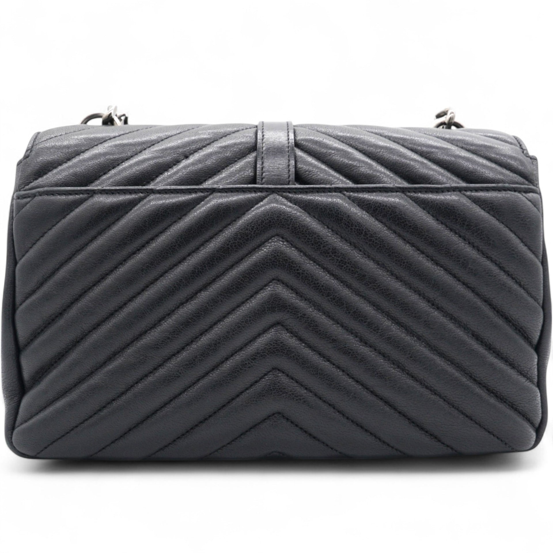 Saint Laurent Sheepskin Matelasse Chevron Monogram College Bag Black 