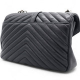 Saint Laurent Sheepskin Matelasse Chevron Monogram College Bag Black 