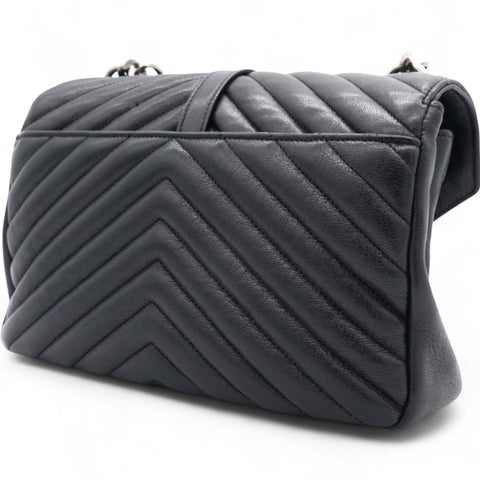 Saint Laurent Sheepskin Matelasse Chevron Monogram College Bag Black 