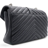 Saint Laurent Sheepskin Matelasse Chevron Monogram College Bag Black 
