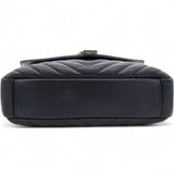 Saint Laurent Sheepskin Matelasse Chevron Monogram College Bag Black 