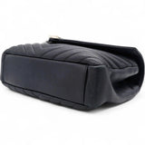 Saint Laurent Sheepskin Matelasse Chevron Monogram College Bag Black 