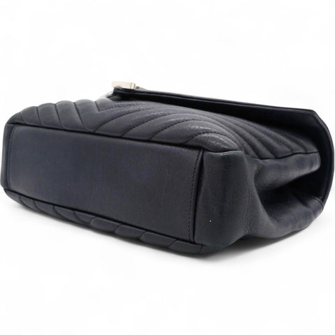 Saint Laurent Sheepskin Matelasse Chevron Monogram College Bag Black 