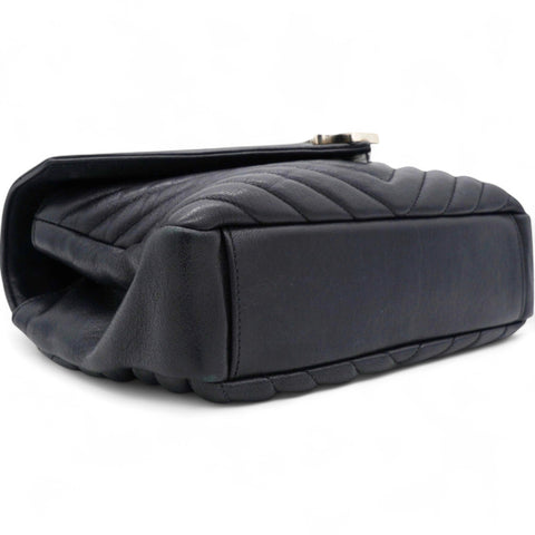 Saint Laurent Sheepskin Matelasse Chevron Monogram College Bag Black 