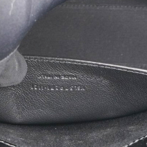 Saint Laurent Shiny Calfskin Crocodile Embossed Manhattan Baguette Black 