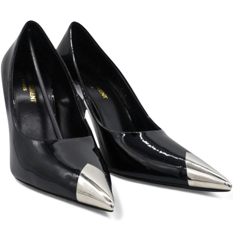 Saint Laurent Vernice Patent Maike Dream 90 Pumps Black Size37.5 