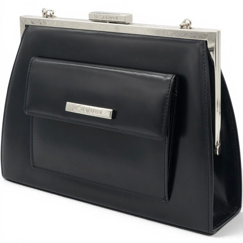 Saint Laurent Vintage Black Leather Frame Bag 