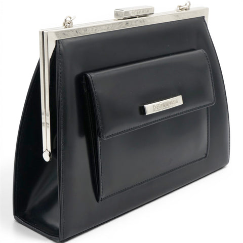 Saint Laurent Vintage Black Leather Frame Bag 