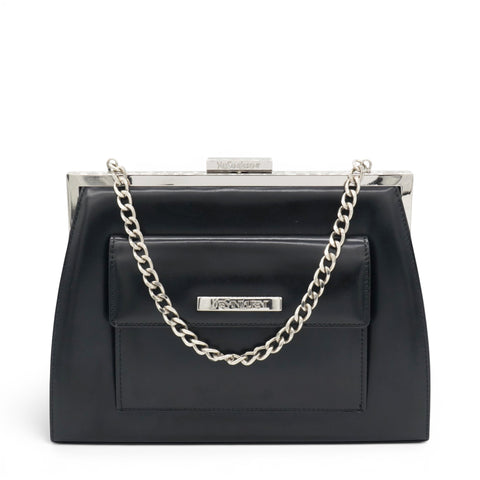 Saint Laurent Vintage Black Leather Frame Bag