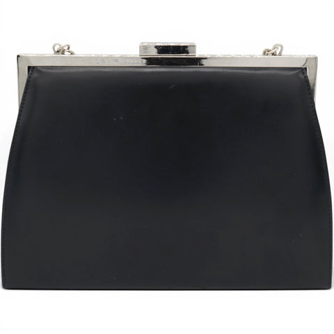 Saint Laurent Vintage Black Leather Frame Bag 