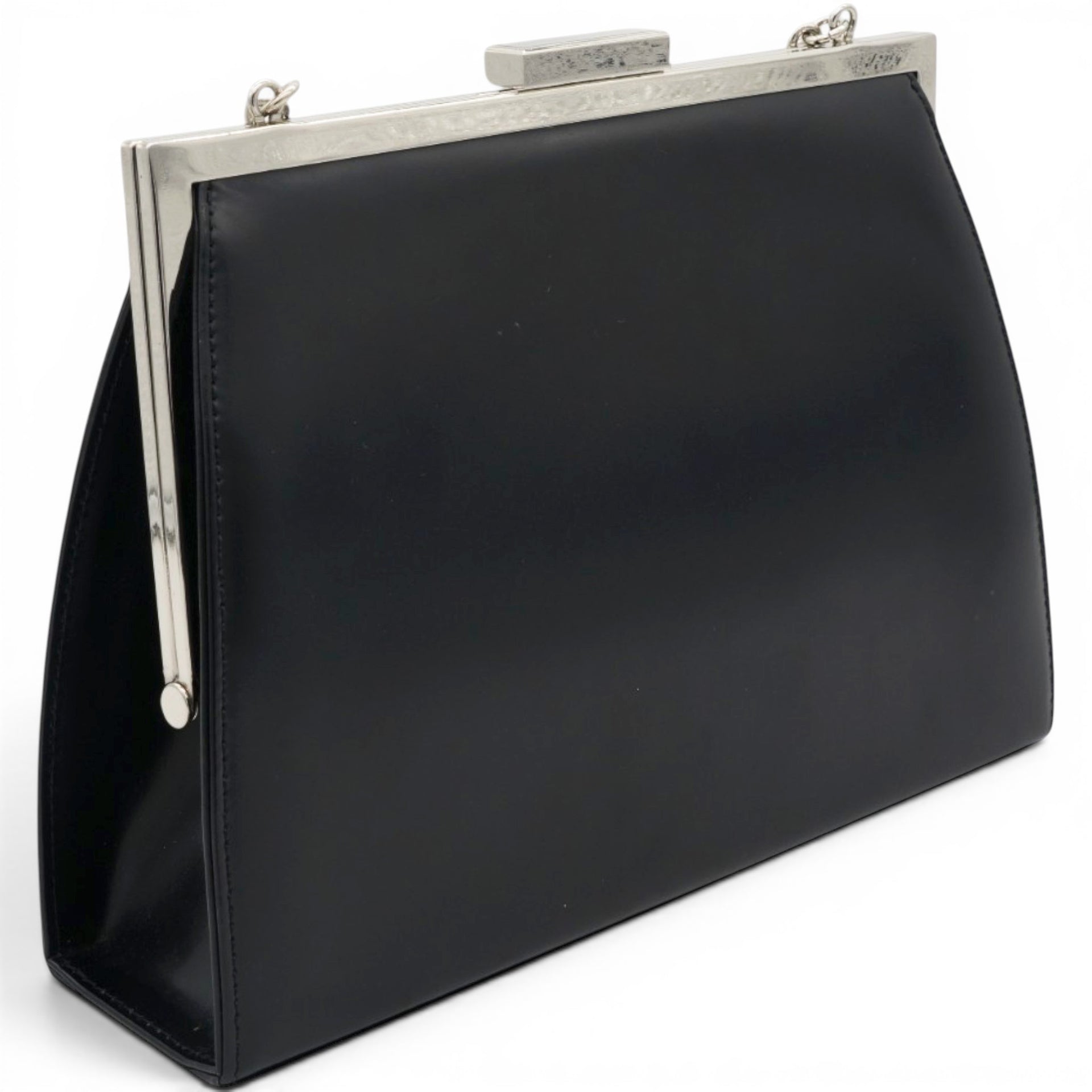 Saint Laurent Vintage Black Leather Frame Bag 
