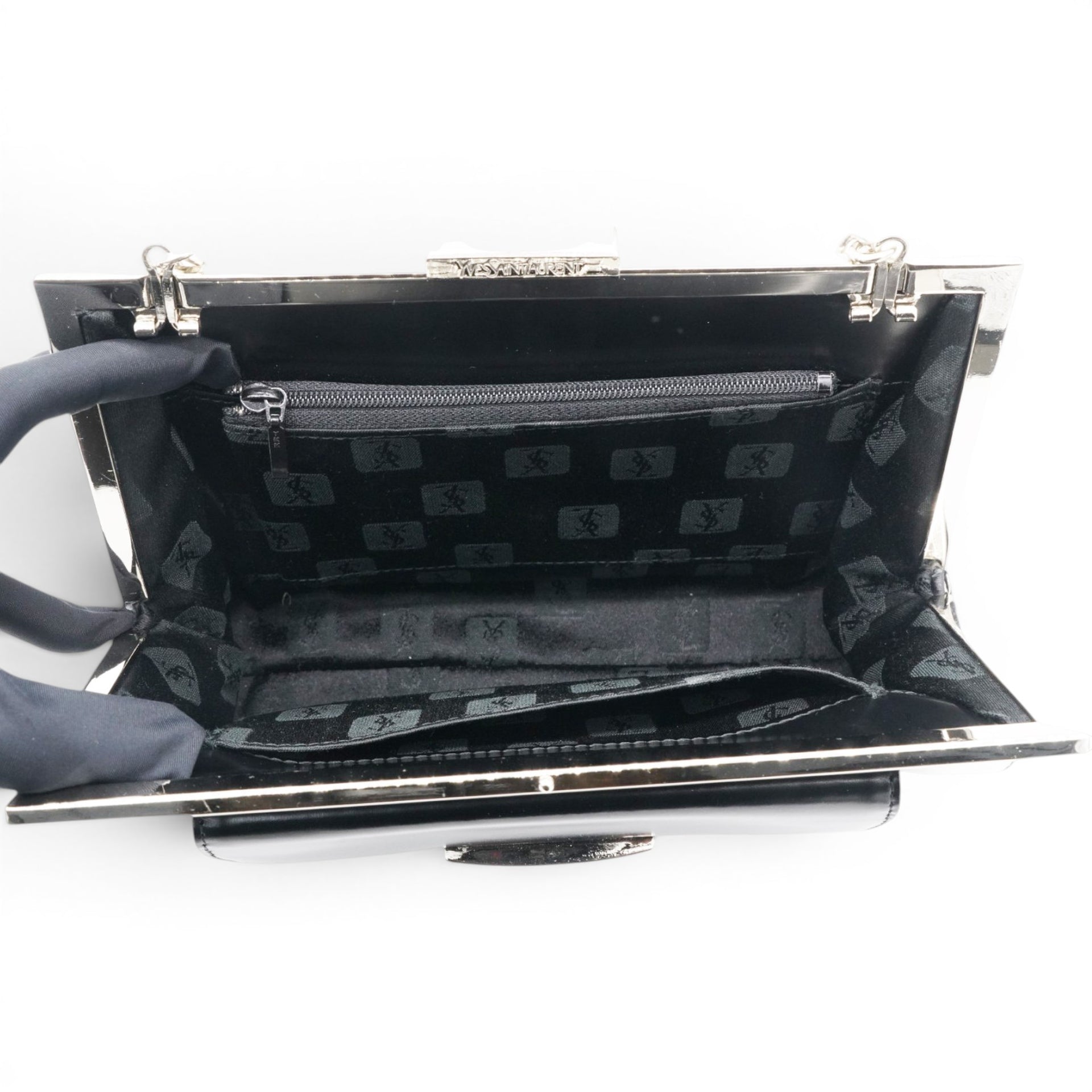 Saint Laurent Vintage Black Leather Frame Bag 