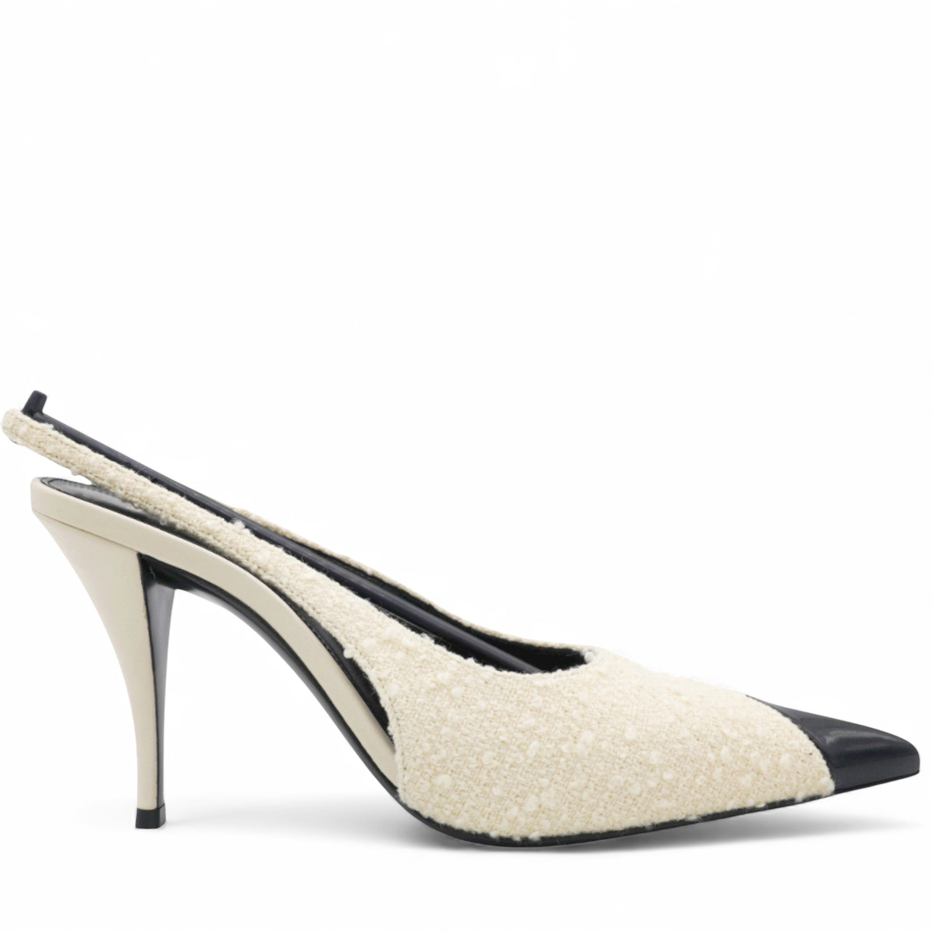 Saint Laurent White Vesper Slingback Pump Heels Size37