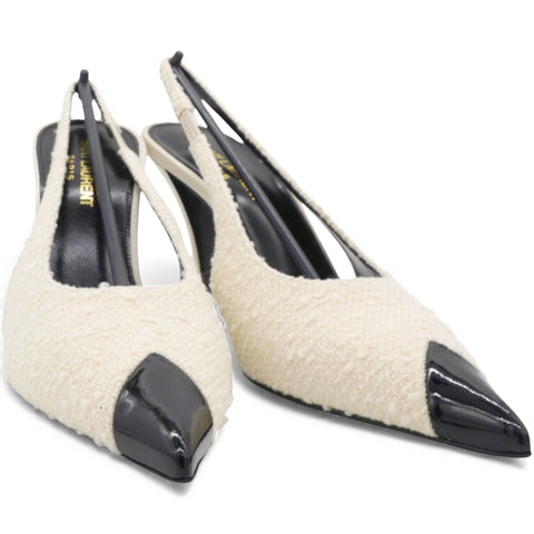 Saint Laurent White Vesper Slingback Pump Heels Size37 