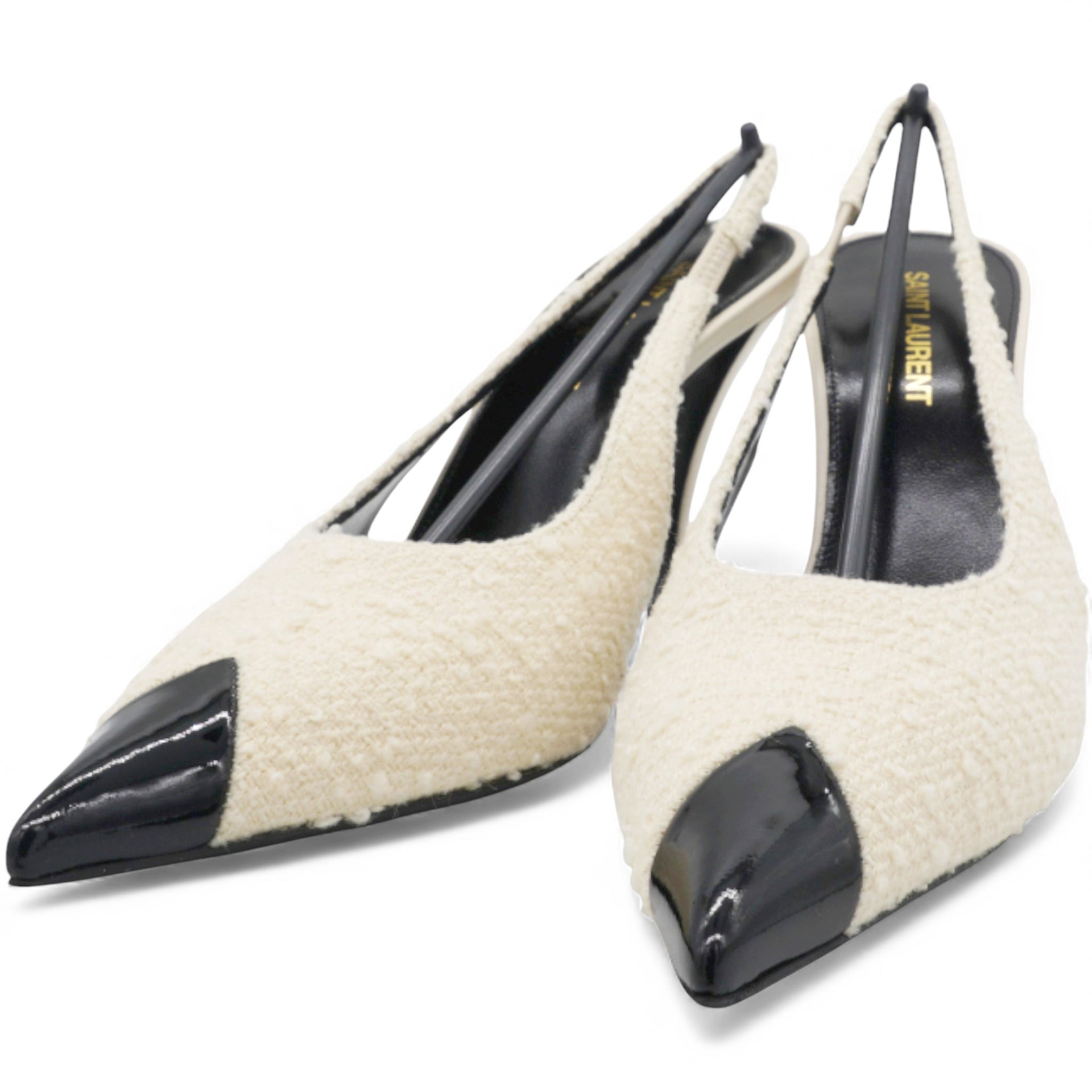 Saint Laurent White Vesper Slingback Pump Heels Size37 