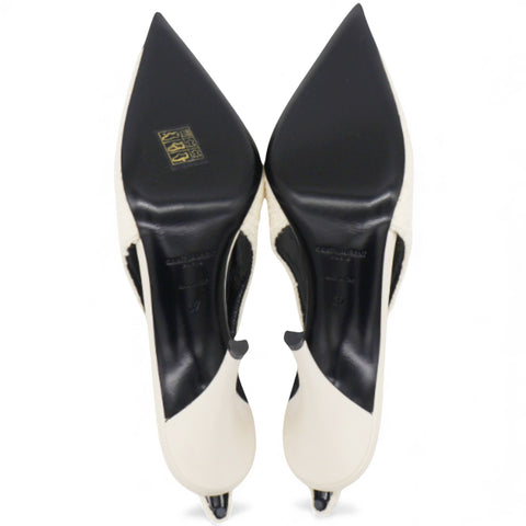 Saint Laurent White Vesper Slingback Pump Heels Size37 