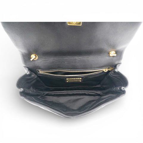 Salvatore Ferragamo Black Quilted Leather Vara Bow Shoulder Bag