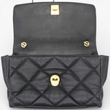 Salvatore Ferragamo Black Quilted Leather Vara Bow Shoulder Bag