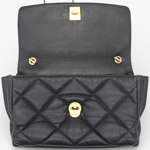 Salvatore Ferragamo Black Quilted Leather Vara Bow Shoulder Bag
