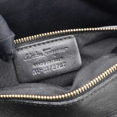 Salvatore Ferragamo Black Quilted Leather Vara Bow Shoulder Bag