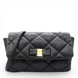 Salvatore Ferragamo Black Quilted Leather Vara Bow Shoulder Bag