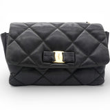 Salvatore Ferragamo Black Quilted Leather Vara Bow Shoulder Bag