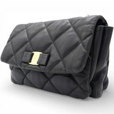 Salvatore Ferragamo Black Quilted Leather Vara Bow Shoulder Bag