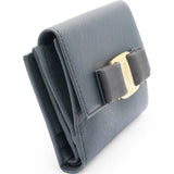 Salvatore Ferragamo Blue Leather Vara Bow Compact Wallet 