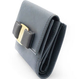 Salvatore Ferragamo Blue Leather Vara Bow Compact Wallet 