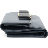 Salvatore Ferragamo Blue Leather Vara Bow Compact Wallet 