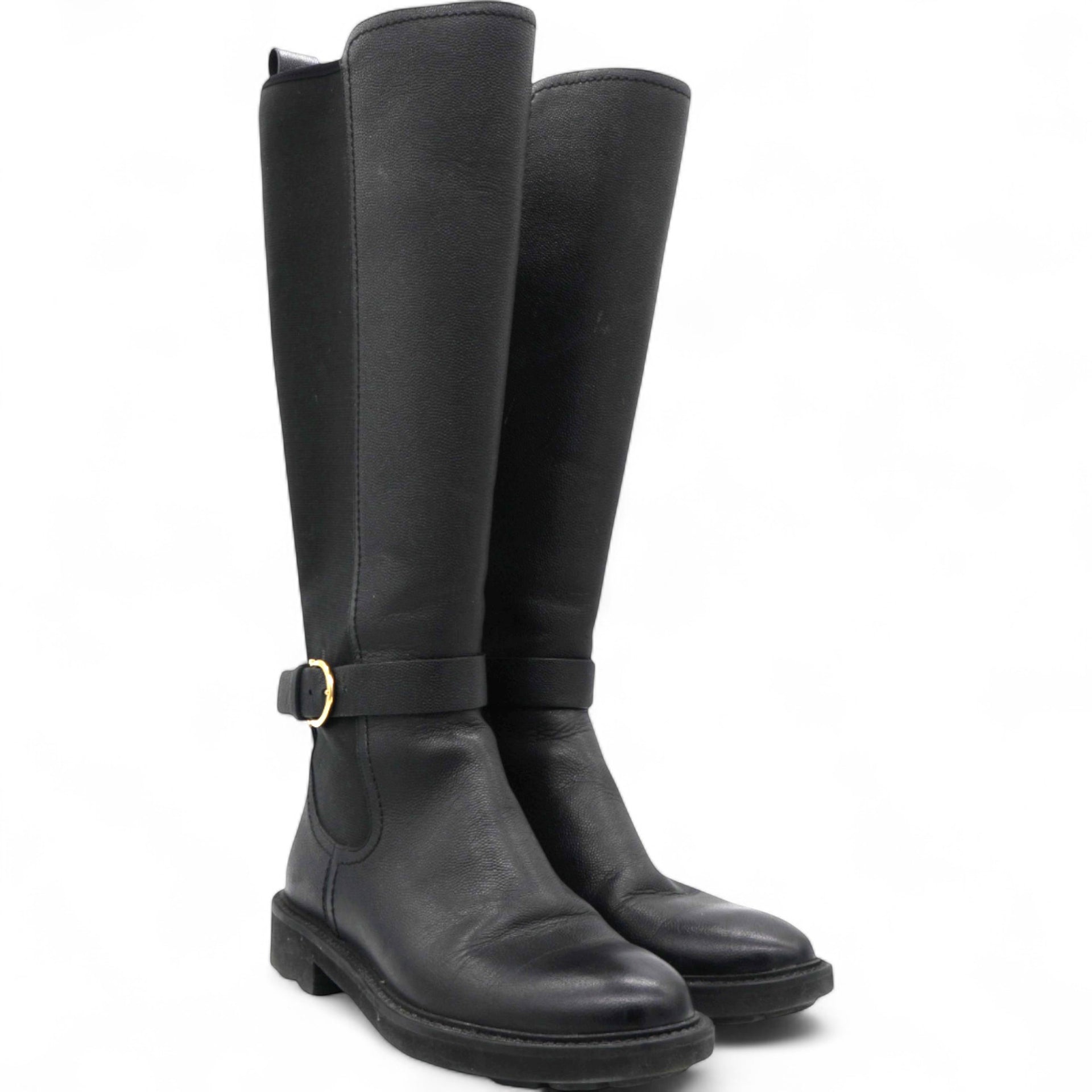 Salvatore Ferragamo Furseo Leather Boots In Black Size36/5 