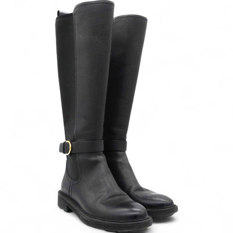 Salvatore Ferragamo Furseo Leather Boots In Black Size36/5 