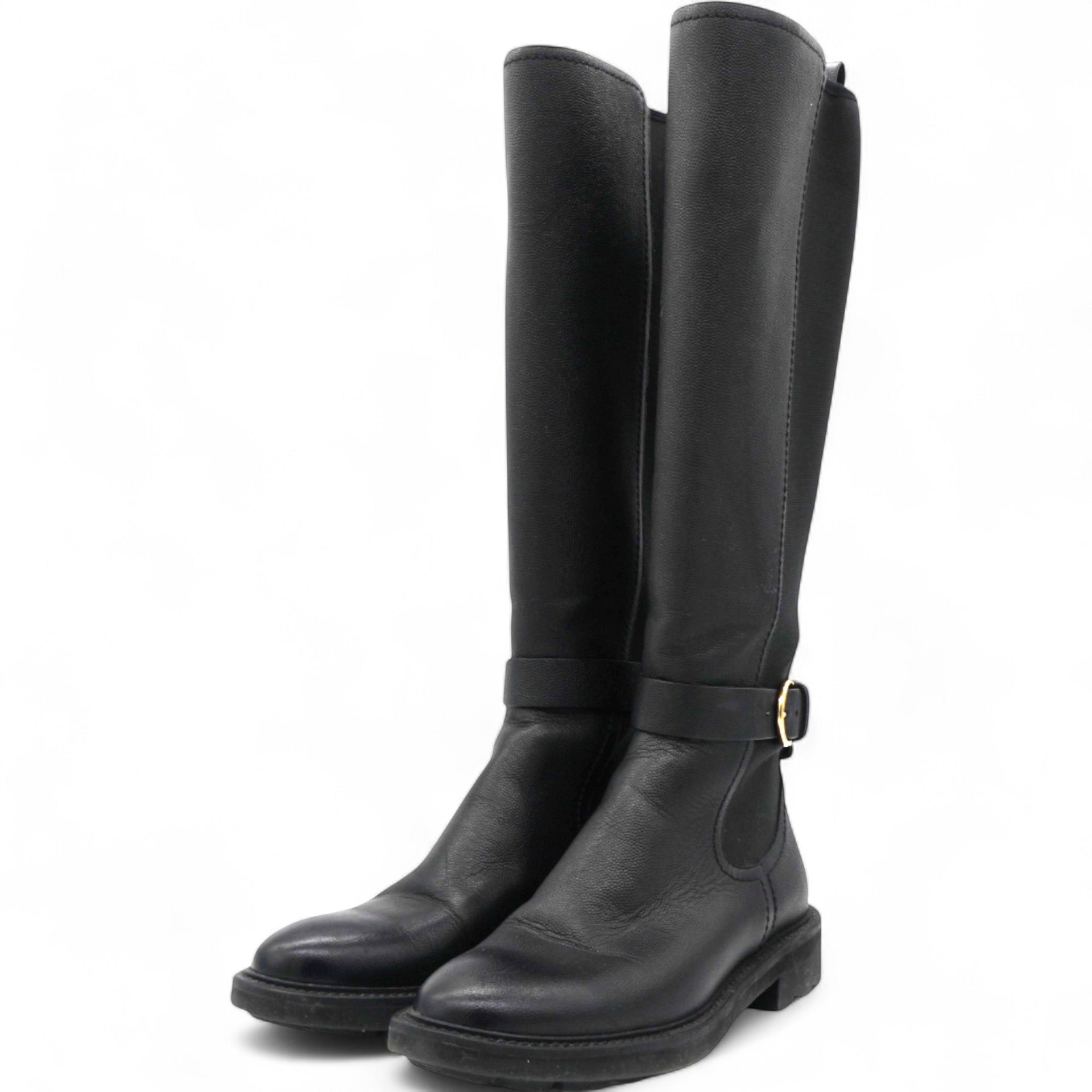 Salvatore Ferragamo Furseo Leather Boots In Black Size36/5 