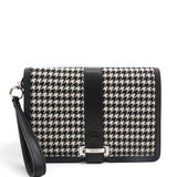 Salvatore Ferragamo Houndstooth Wool Blend Wristlet Clutch 