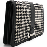 Salvatore Ferragamo Houndstooth Wool Blend Wristlet Clutch 