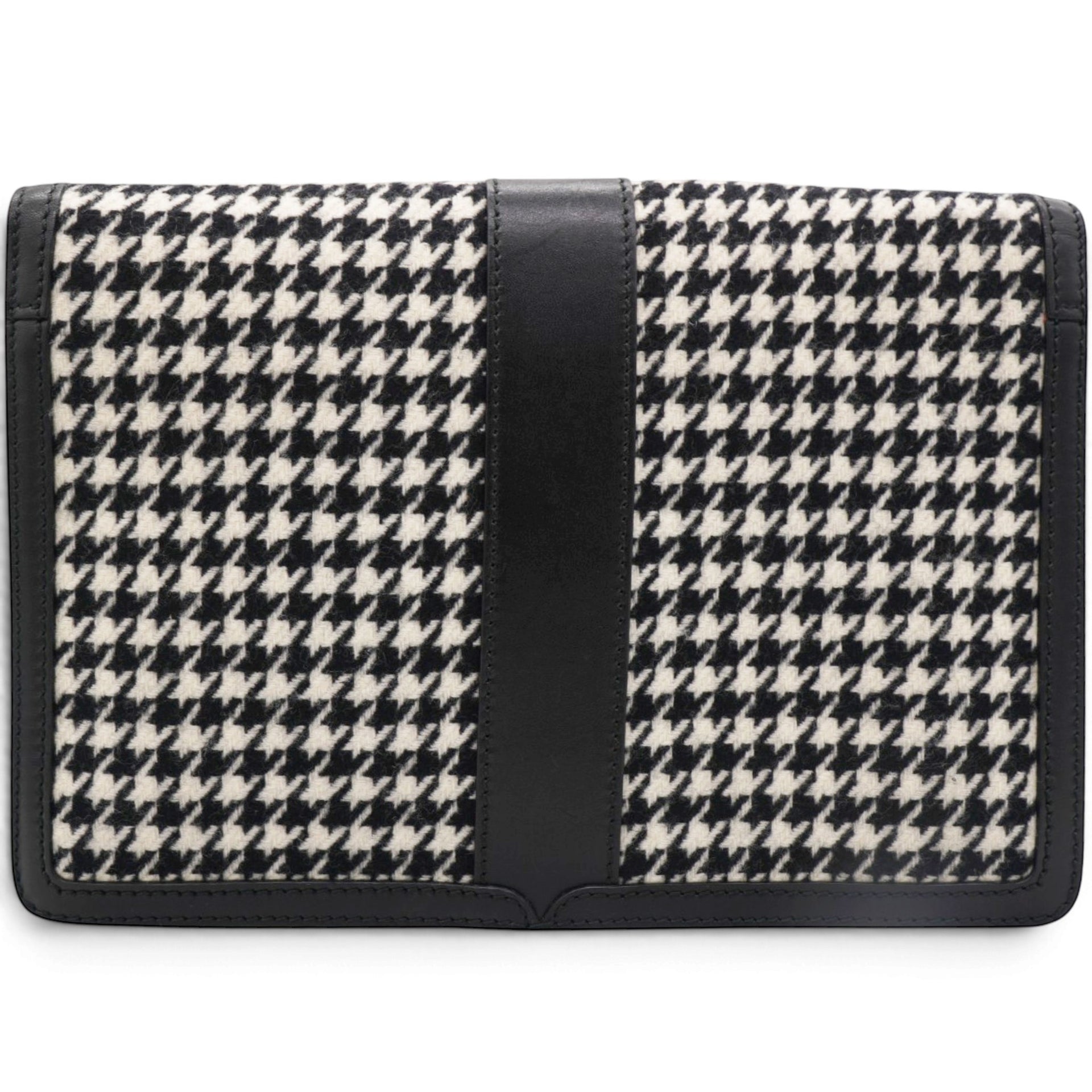 Salvatore Ferragamo Houndstooth Wool Blend Wristlet Clutch 