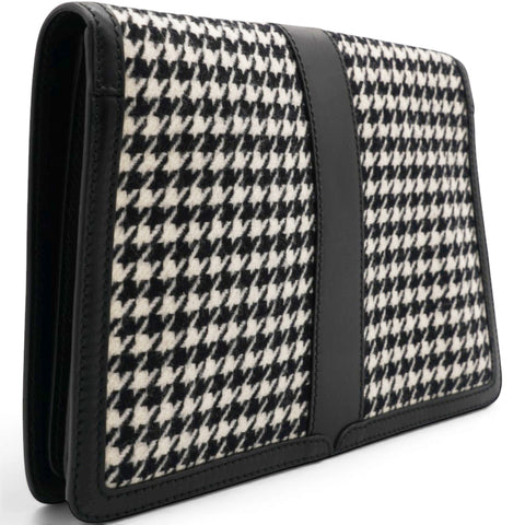 Salvatore Ferragamo Houndstooth Wool Blend Wristlet Clutch 
