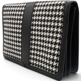 Salvatore Ferragamo Houndstooth Wool Blend Wristlet Clutch 