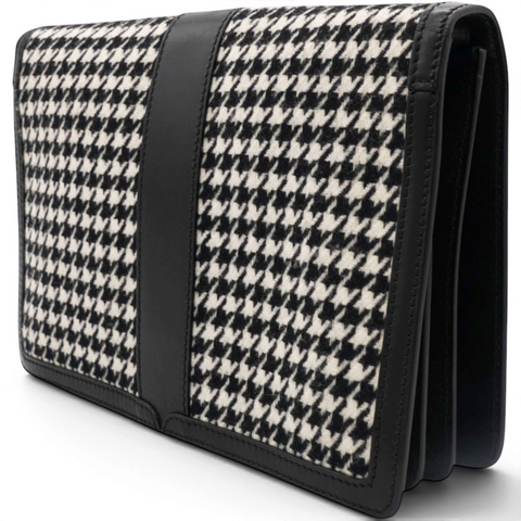 Salvatore Ferragamo Houndstooth Wool Blend Wristlet Clutch 