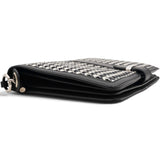 Salvatore Ferragamo Houndstooth Wool Blend Wristlet Clutch 