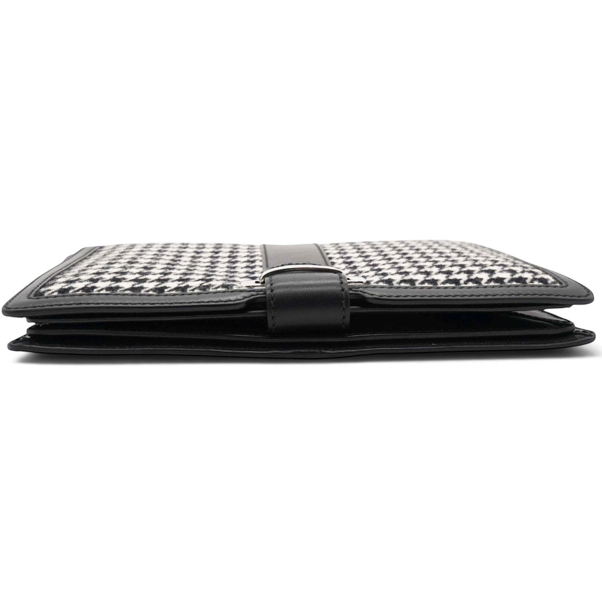 Salvatore Ferragamo Houndstooth Wool Blend Wristlet Clutch 