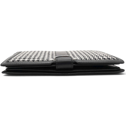 Salvatore Ferragamo Houndstooth Wool Blend Wristlet Clutch 