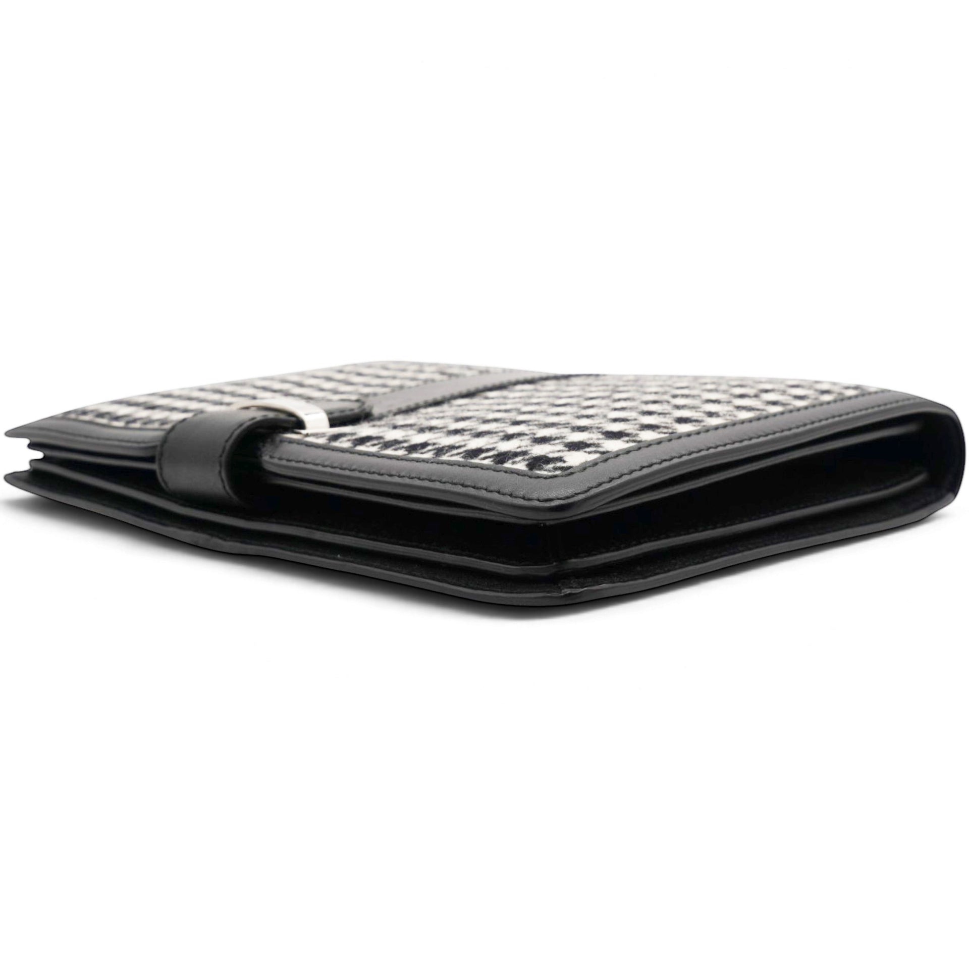 Salvatore Ferragamo Houndstooth Wool Blend Wristlet Clutch 